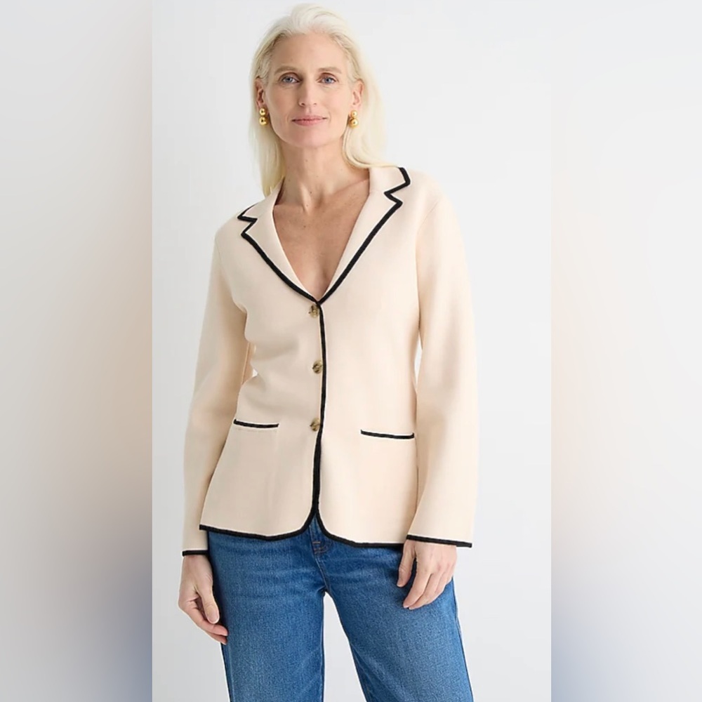 🍑NWT🍑JCrew Contrast-trim waisted sweater-blazer